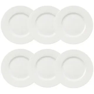 Villeroy & Boch Frühstücks-Geschirrset Royal Frühstücksteller, 6 Stück, 22cm ∅ (6-tlg), 6 Personen, Porzellan, Premium Bone Porcelain, mikrow.- & spülm.sicher, Made in Germany weiß