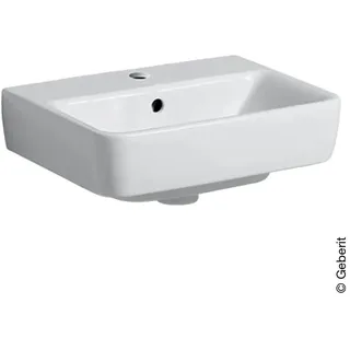 Geberit Renova Plan Aufsatzhandwaschbecken 45cm, Hahnloch mittig, mit Überlauf, weiß