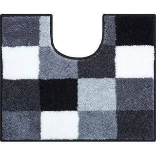Grund Wc-Vorleger Bona, Grau, Schwarz, Weiß, Textil, Karo, rechteckig, 49x60 cm, Oeko-Tex® Standard 100, Made in Europe, für Fußbodenheizung geeignet, rutschfest, Badtextilien, WC Vorleger