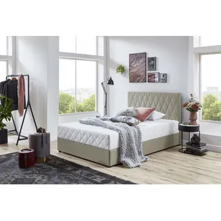 Boxbett ATLANTIC HOME COLLECTION "Benita" Komplettbetten Gr. Feinstruktur, Liegefläche B/L: 120 cm x 200 cm, Gewicht bis: 85 kg H2, Taschen-Federkernmatratze, beige (creme) Boxspringbett Boxspringbetten mit Bettkasten Taschen-Federkernmatratze und Bestseller