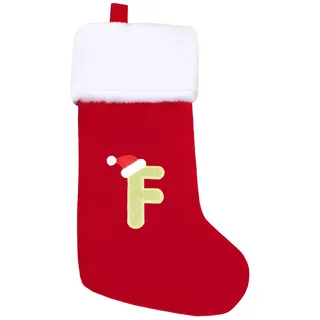 SULOLI Personalisierte Weihnachtsstrümpfe mit Buchstaben,43 cm Bestickter Nikolausstrumpf,Christmas Stockings Weihnachtssocken Zum Aufhängen für Weihnachtsbaum und Süßigkeiten(F)