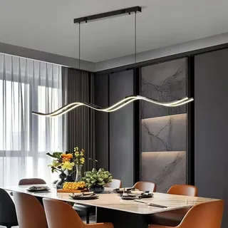 Bellastein LED Pendelleuchte esstisch Esszimmerlampe Moderne Hängelampe Schwarz Dimmbar mit Fernbedienung Hängeleuchte Linear design Esstischlampe hängend für Esszimmer Küche büro (L120cm)