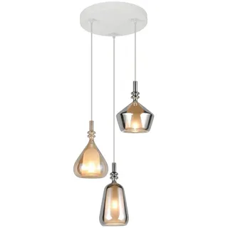 TRIO Leuchten LED Pendelleuchte dreiflammig Lampenschirme Glas Ø 35cm, dimmbar, LED wechselbar, warmweiß, Cluster Hängelampe lang für hohe Decken hängend Esstisch inkl. E14 LED schwarz