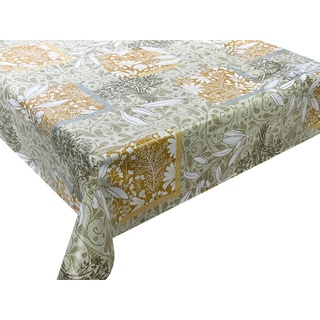 Wachstuch Tischdecke abwaschbar Gartentischdecke, Viele Größen und Designs, wasserabweisend (Blätter Weiß Grün– 81564-1, 100x140 cm)