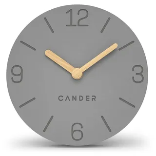Cander Berlin MNU 2615 H Graue Tischuhr batteriebetrieben ohne Tickgeräusche Vintage analog modern Holzzeiger MDF 15 cm