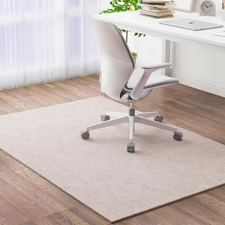 Schreibtischstuhlmatte für Hartböden, rutschfeste Bürostuhl Unterlage Teppich, Bodenschutzmatte Bürostuhl-Bodenmatte, Gaming Computerstuhl Teppich für Heimbüro, Laminat,120x120cm Beige