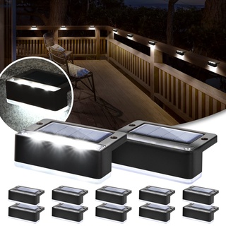 Solpex Solarlampen für außen, 12 Stück, weiß Treppenlicht, wasserdicht Solarleuchten, LED-Beleuchtung für Außentreppe, Stufen, Zaun, Garten, Hof, Terrasse, Dachrinne, Weg, Dekoration (Schwarz)