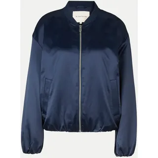 Tom Tailor Damen Satin Blouson Jacke mit Bomberkragen, blau, Uni, Gr. L