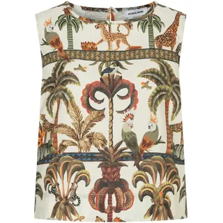 More & More exotisches, kurzes Baumwoll-Blusentop in jungle print | Gr.: 42