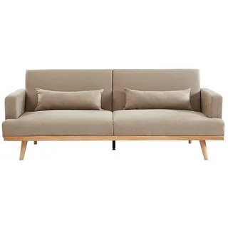 vente-unique Schlafsofa Klappsofa 3-Sitzer, - Stoff - beige