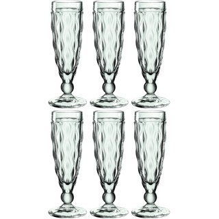 Leonardo Brindisi Sekt-Gläser 6er Set, spülmaschinenfeste Prosecco-Kelche, Champagner-Glas mit Facettenschliff, Kelchgläser grün, 140 ml, 021608