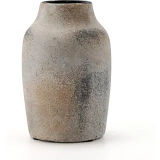 INPROB Keramikblumenvase im rustikalen Landhausstil, 1 Stück, 18 cm (7,2 Zoll), Boho-Vase für die Heimdekoration, Terrakotta-Vase für Wohnzimmer, Tisch, Regal, Kaminsims, Landhausstil, Grau