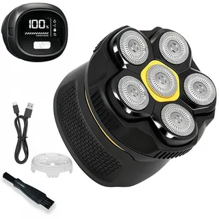 GIDEALED Glatzen Rasierer Herren Elektrisch 6D, 2 Modi Head Shaver Men Magnetische, Typ-C-Schnellladung,IPX7 Wasserdichter Kopfrasierer für Glatze,LED-Anzeige - Schwarz