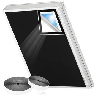 Bomtop Dachfenster Verdunklungsrollo, Verdunkelung 100% lichtundurchlässig 146cm x 130cm Sonnenschutz mit Wärmedämmschicht, Dachfenster Verdunkelung Sets Verdunkelungsrollo Ohne Bohren Fenster