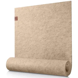 Loco Bird Tischläufer aus Filz, Abwaschbare Tischdecke mit Kunstleder-Label (skandinavische Tischband Deko), Tisch Filzläufer für draußen beige Ø 150 cm