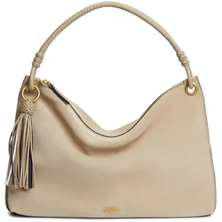 Tommy Hilfiger TH Statement Leather Bag Suede Schultertasche Veloursleder Beige