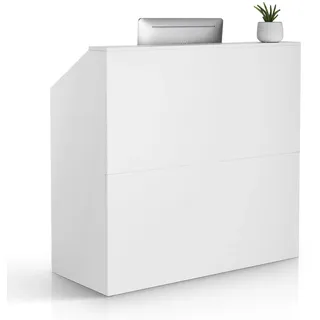 Vevor Rezeption Empfangstresen Empfangstisch rechteckiger Thekentisch, Empfangstheke Verkaufstresen Kassentheke für Kasse Schönheitssalon Büro, weiß (1180 x 500 x 1115 mm)