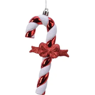 Christbaumschmuck Kunststoff 13cm Zuckerstange mit Schleife Weihnachtskugeln Candycane rot weiß