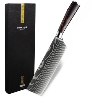 Shinrai Japan Damastmesser Hackmesser 18 cm - Japanisches Messer mit Damaskusmuster, Handgefertigt bis ins Detail