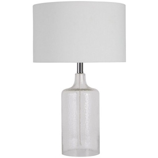 Licht-Erlebnisse Nachttischlampe ADRIANA, ohne Leuchtmittel, Klar/Transparent Weiß E27 62 cm D: 35 cm Stoff Glas Retro Wohnzimmer bunt|weiß
