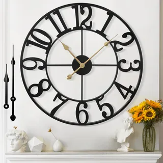 Mee 2ou Wanduhr Modern Nahezu Lautlos Ohne Tickgeräusche -40cm Durchmesser Wanduhren Modern Wohnzimmer Wanduhr Vintage Für Schlafzimmer Küche Büro Landhausstil Industrial Style