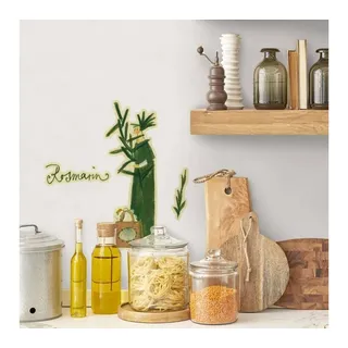 K&L Wall Art Wandtattoo Wandtattoo Kunstdruck Leffler Märchen Küche Kräuterfrau Rosmarin, Wandbild selbstklebend, entfernbar grün 19 cm x 35 cm