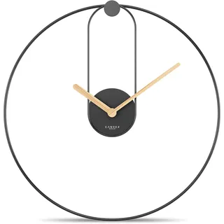 Cander Berlin MNU 5370 S XXL Vintage Wanduhr lautlos 70 cm Metall Holz-Zeiger ohne Ticken schwarz groß Shabby Wohnzimmer Büro Flur Vintage