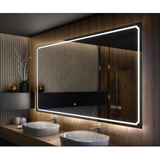 Artforma Badspiegel 120x60 cm mit LED Beleuchtung - Wählen Sie Zubehör - Individuell Nach Maß - Beleuchtet Wandspiegel Lichtspiegel Badezimmerspiegel - LED Farbe zu Wählen L137