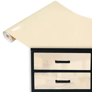 DecoMeister Selbstklebende Möbelfolie 45x100 cm - Klebefolie Möbel in matt und glänzend - Küchenfolie für Tische und Regale - Folie für Möbel einfach zuzuschneiden - wasserfest - Beige Glanz