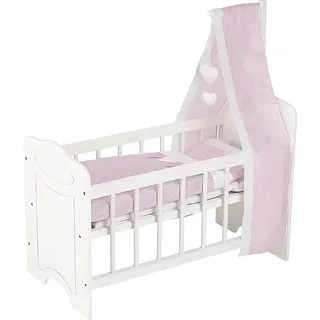 GoKi 51762 - Puppenbett mit Himmel und Bettzeug, Holz/Textil