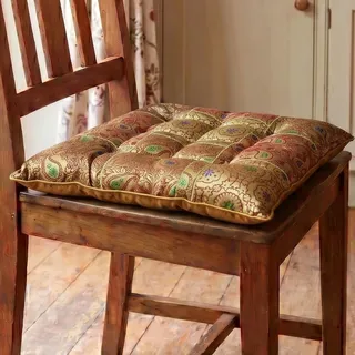 GURU SHOP Orientalisches Brokat Steppkissen, Stuhlkissen 40x40 cm - Gold