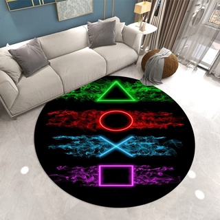 Sticker Superb. Teppich 3D Gamer Gamepad Controller Tasten Konsole Gaming Runder Teppich Bodenmatte für Wohnzimmer Schlafzimmer Dekor Videospiele Teppich rutschfeste Stuhlmatten (Farbe 2,120 cm)