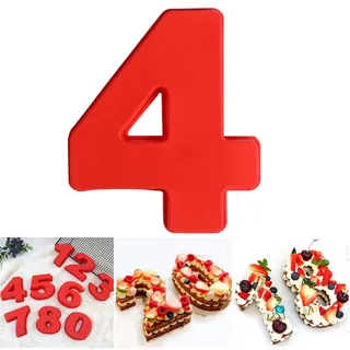 DUBENS Große Anzahl 0-9 Kuchenform Backen Jubiläum, Zahl Geburtstag Hochzeit Jahrestag Kuchen Dose, Silikon Nummern Backform Zahlen Silikonform Ziffer Kasten (4)
