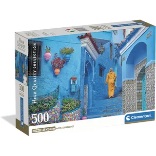 Clementoni Die blauen Straßen von Chefchaouin 500 Teile | Katzen Puzzle Erwachsene in 49 x 36 cm - Puzzle Erwachsene anspruchsvoll von Clementoni 35621