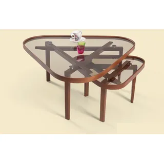 aea Designer Dreieckige Sofatische Braun Holz 95 x 45 cm