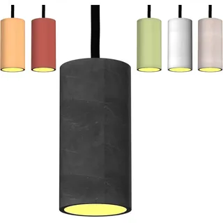 Betoniq Pendelleuchte Beton modern klein NARA13 außen schwarz innen silber - Industrial Design Betonlampe Hängelampe mit LED Glühbirne und Fassung GU10 - Hängeleuchten & Pendelleuchten in Betonoptik