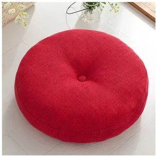Runde Sitzkissen, Leinen Baumwolle Tatami Kissen, Weiche Dicke Stuhlkissen Für Stuhl Büro Sofa Wurfkissen, Outdoor-indoor-kissen,Rot,45cm(18inch)