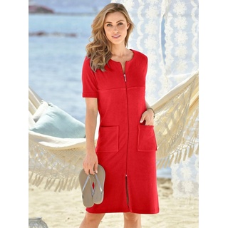 Wewo fashion Damenbademantel Bademantel, Länge ca. 100 cm, Baumwolle, Reißverschluss rot