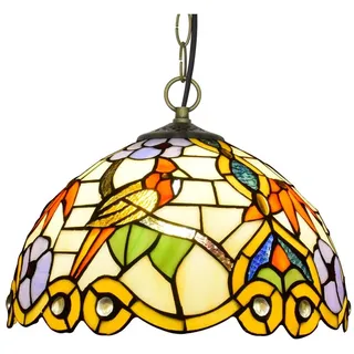 E27 Tiffany Pendelleuchte Deko Leuchte Vintage Handgefertigter Glas Schirm Hängelampe Höheverstellbar Esstisch Esszimmer Retro Pendellampe Hängeleuchte Schlafzimmer Keller Loft Cafe Bar