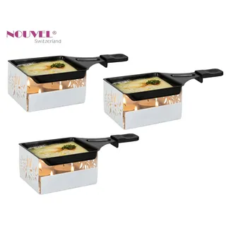 3er Set 1 Pers. Teelicht Raclette Nouvel Easy Edelweiss weiß überall Einsetzbar