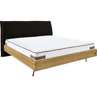 Polsterbett BIRKENSTOCK "Graz" Betten Gr. Struktur TBB, Liegefläche B/L: 180 cm x 200 cm Betthöhe: 18 cm, kein Härtegrad, ohne Matratze, grau (schwarzgrau tbb 20) Polsterbetten ohne Bettkasten Kopfteil, Gestell in Eiche natur, elegante Metallfüße Schwarz