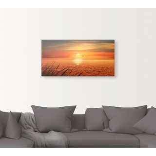 Wandbild ARTLAND "Sonnenuntergang über dem Meer" Bilder Gr. B/H: 150 cm x 75 cm, Leinwandbild Sonnenaufgang & -untergang, 1 St., orange Kunstdrucke