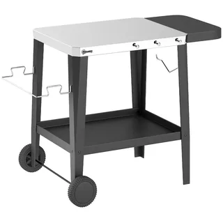 Outsunny Grillwagen, Schwarz Metall, 67.5x80.5x115 cm Grills & Outdoor-Küchen, Holzkohlegrills