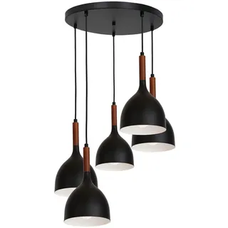 Hängeleuchte NOAK WOOD 5xE27/15W/230V schwarz/Buche - Schwarz/Braun