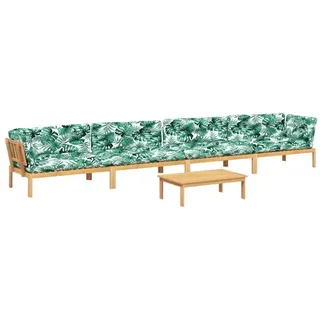vidaXL Loungesofa 5-tlg. Garten-Sofagarnitur aus Paletten mit Kissen nholz, 1 Teile braun|grün