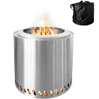Relaxdays Feuerschale Ø 38 cm Silber