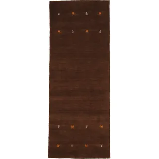 carpetfine Gabbeh Uni, Läufer braun, 60x180 cm | Moderner Teppich für Wohn- und Schlafzimmer