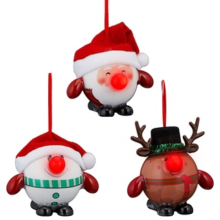 Christbaumkugel Figuren mit LED 3er Set Weihnachtskugel Kugeln Weihnachten Weihnachtbaumkugeln (3X Christbaumkugel Figuren mit LED Nase)