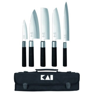 KAI Messer-Set, Wasabi Black JAPAN Set: 6 Messer + Messertasche