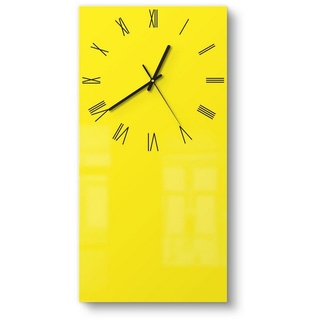 DEQORI Wanduhr 'Unifarben - Gelb' (Glas Glasuhr modern Wand Uhr Design Küchenuhr) gelb 30 cm x 60 cm